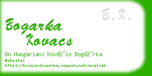 bogarka kovacs business card